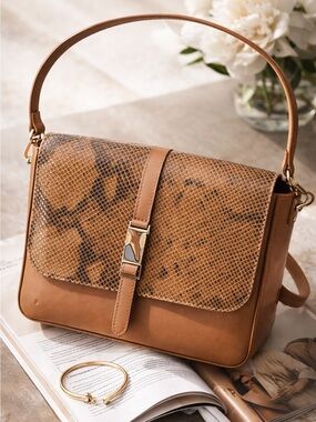 NWOT Valentina Fiore Italian Leather Convertible Shoulder or Crossbody Bag